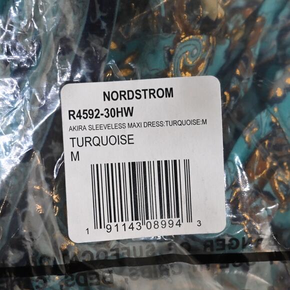 Raga Womens M Akira Ruffle Collar Maxi Dress Turquoise Blue NEW - Picture 12 of 12